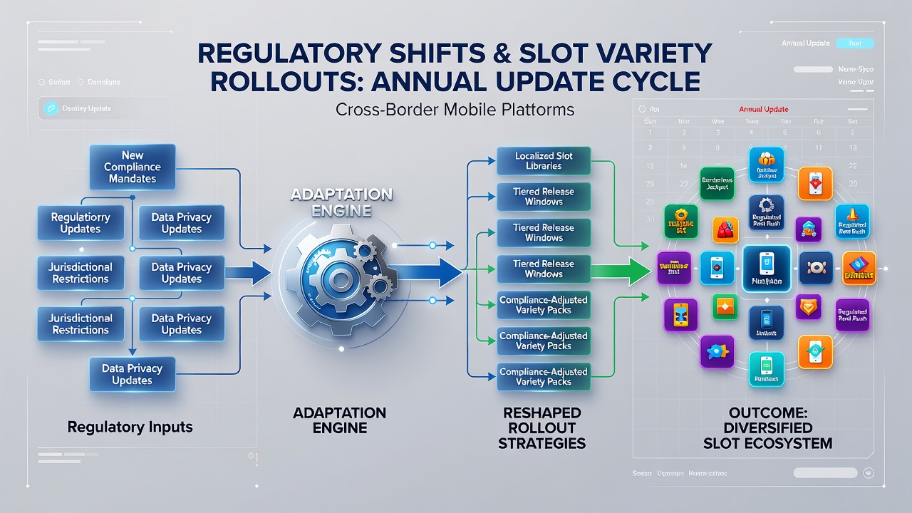 Cross-border mobile gaming dashboards showing slot variety distribution across regions